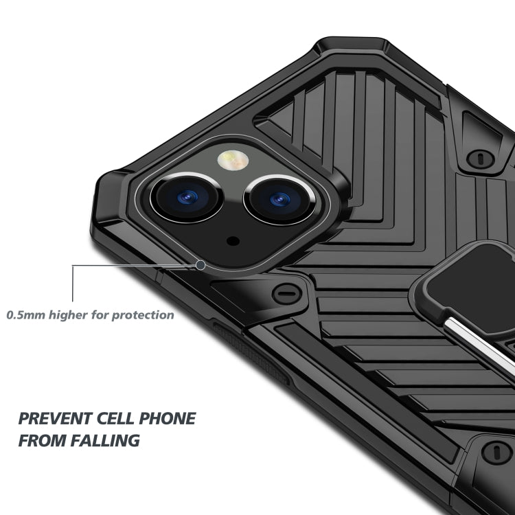 For iPhone 13 Cool Armor PC + TPU Shockproof Case with 360 Degree Rotation Ring Holder