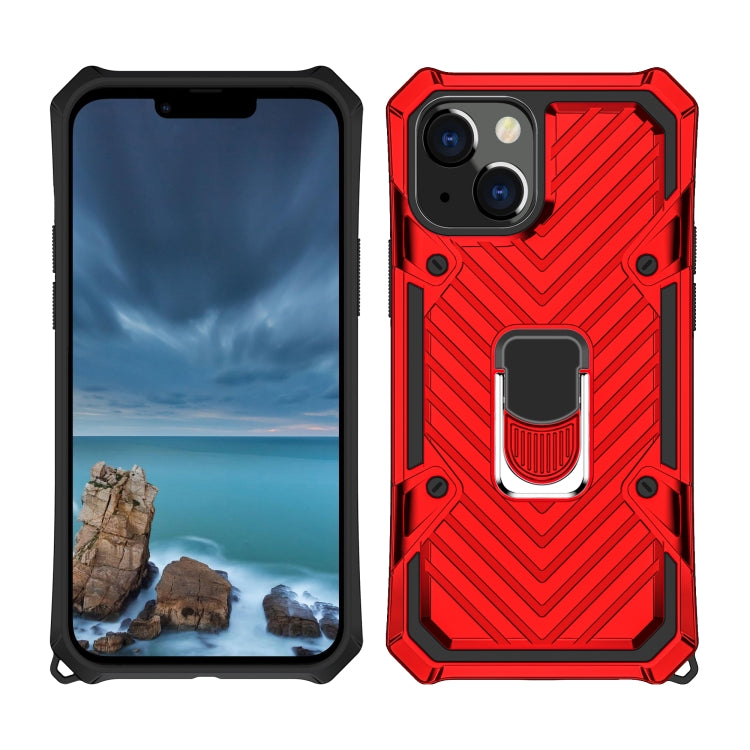 For iPhone 13 Cool Armor PC + TPU Shockproof Case with 360 Degree Rotation Ring Holder