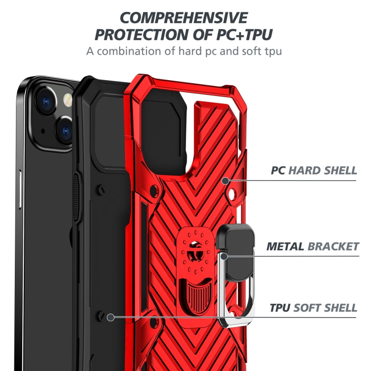 For iPhone 13 Cool Armor PC + TPU Shockproof Case with 360 Degree Rotation Ring Holder