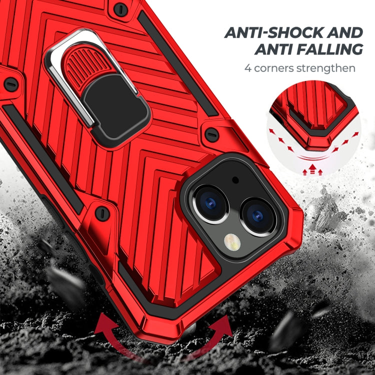 For iPhone 13 Cool Armor PC + TPU Shockproof Case with 360 Degree Rotation Ring Holder