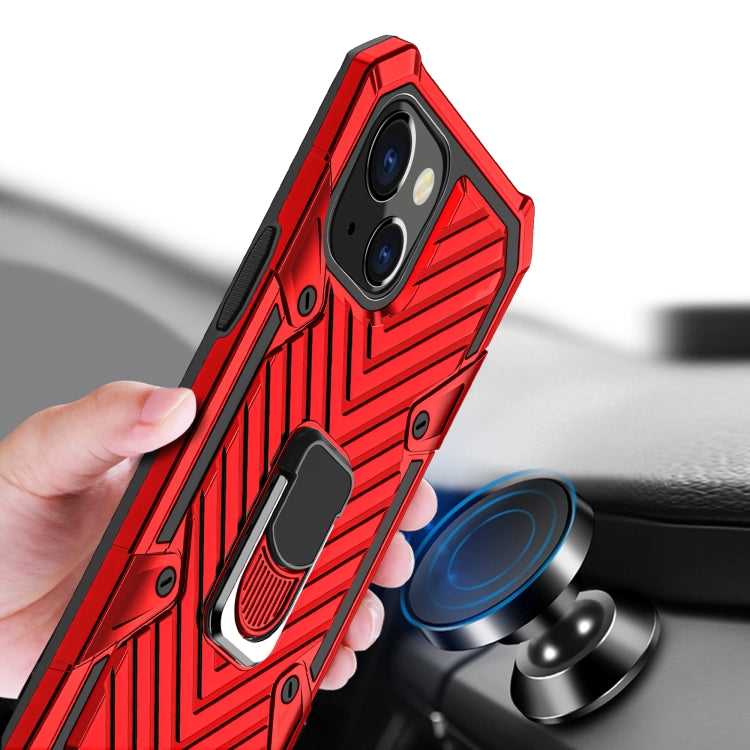 For iPhone 13 Cool Armor PC + TPU Shockproof Case with 360 Degree Rotation Ring Holder