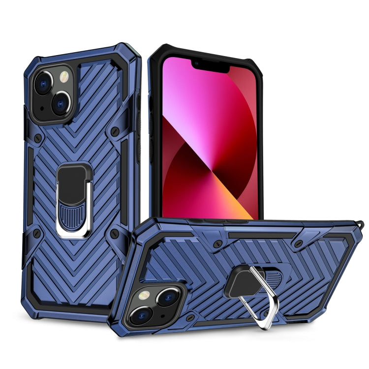 For iPhone 13 Cool Armor PC + TPU Shockproof Case with 360 Degree Rotation Ring Holder