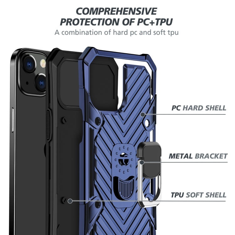 For iPhone 13 Cool Armor PC + TPU Shockproof Case with 360 Degree Rotation Ring Holder