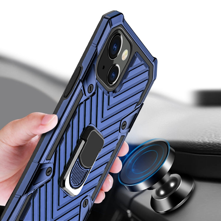 For iPhone 13 Cool Armor PC + TPU Shockproof Case with 360 Degree Rotation Ring Holder