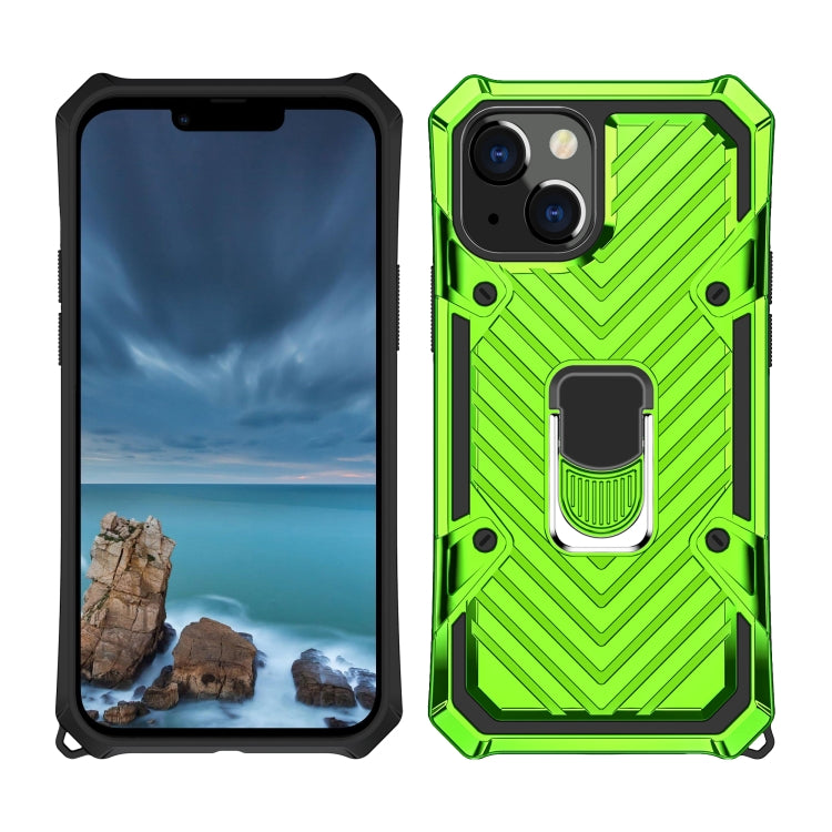 For iPhone 13 Cool Armor PC + TPU Shockproof Case with 360 Degree Rotation Ring Holder