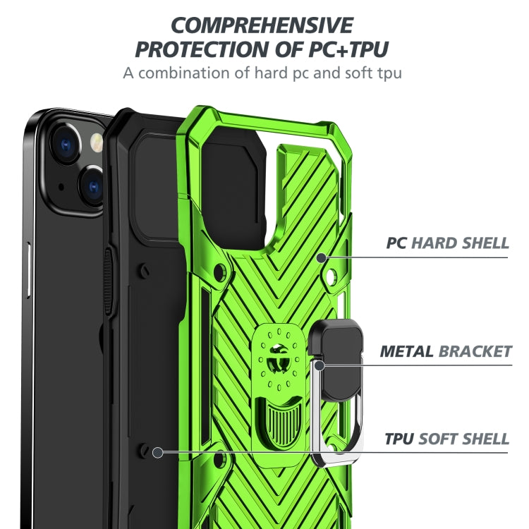 For iPhone 13 Cool Armor PC + TPU Shockproof Case with 360 Degree Rotation Ring Holder