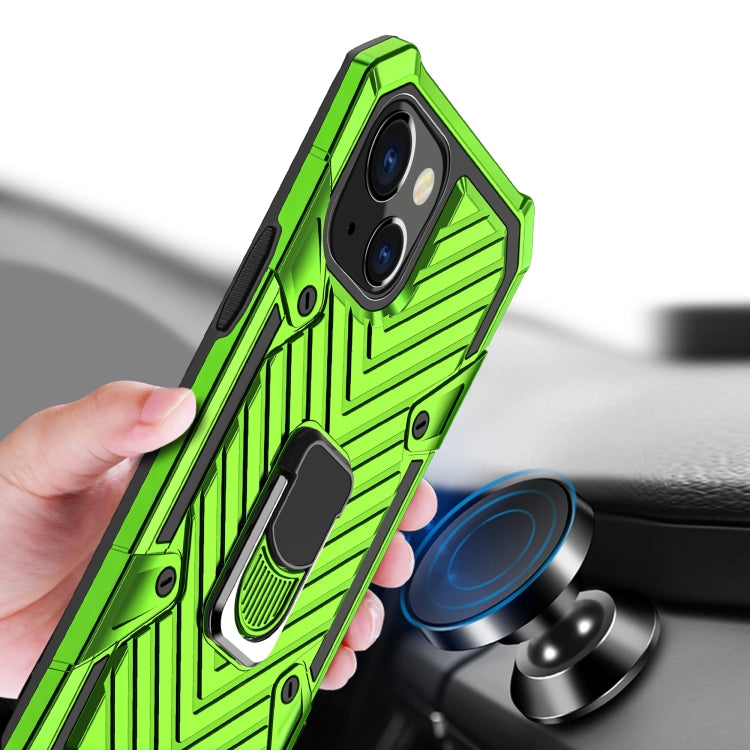 For iPhone 13 Cool Armor PC + TPU Shockproof Case with 360 Degree Rotation Ring Holder