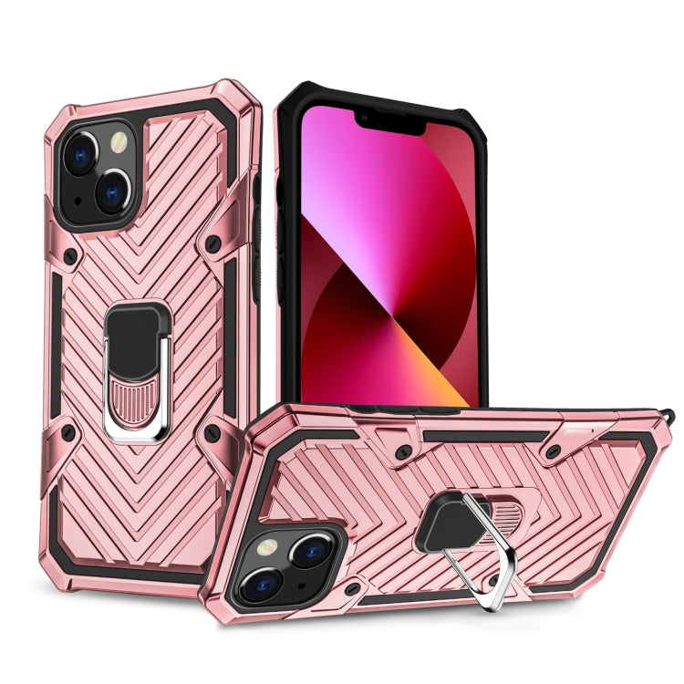 For iPhone 13 Cool Armor PC + TPU Shockproof Case with 360 Degree Rotation Ring Holder