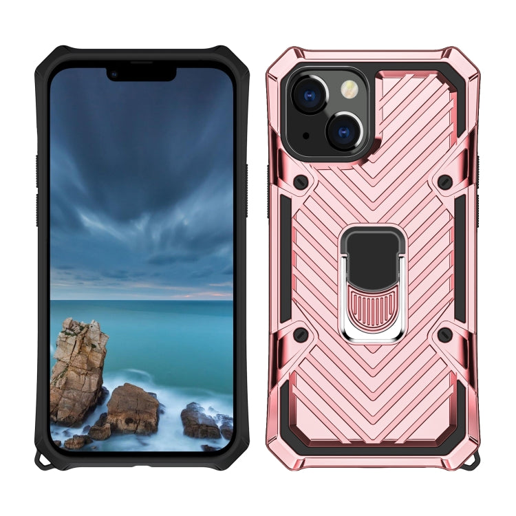 For iPhone 13 Cool Armor PC + TPU Shockproof Case with 360 Degree Rotation Ring Holder