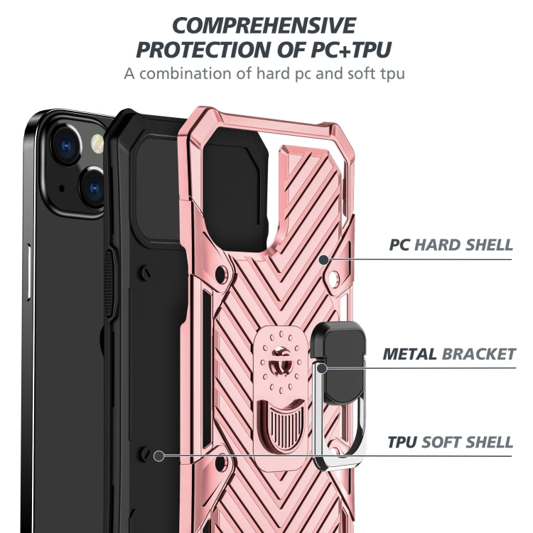 For iPhone 13 Cool Armor PC + TPU Shockproof Case with 360 Degree Rotation Ring Holder