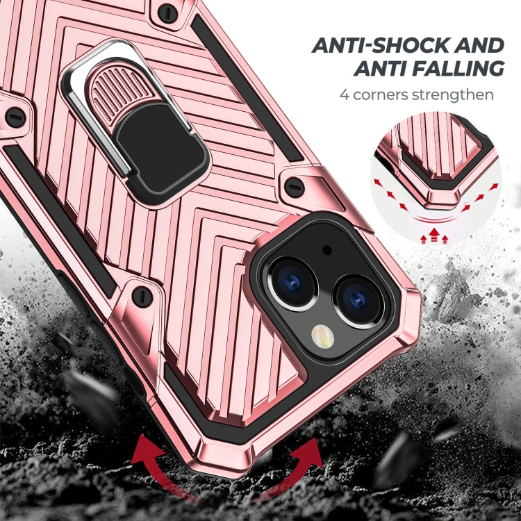 For iPhone 13 Cool Armor PC + TPU Shockproof Case with 360 Degree Rotation Ring Holder