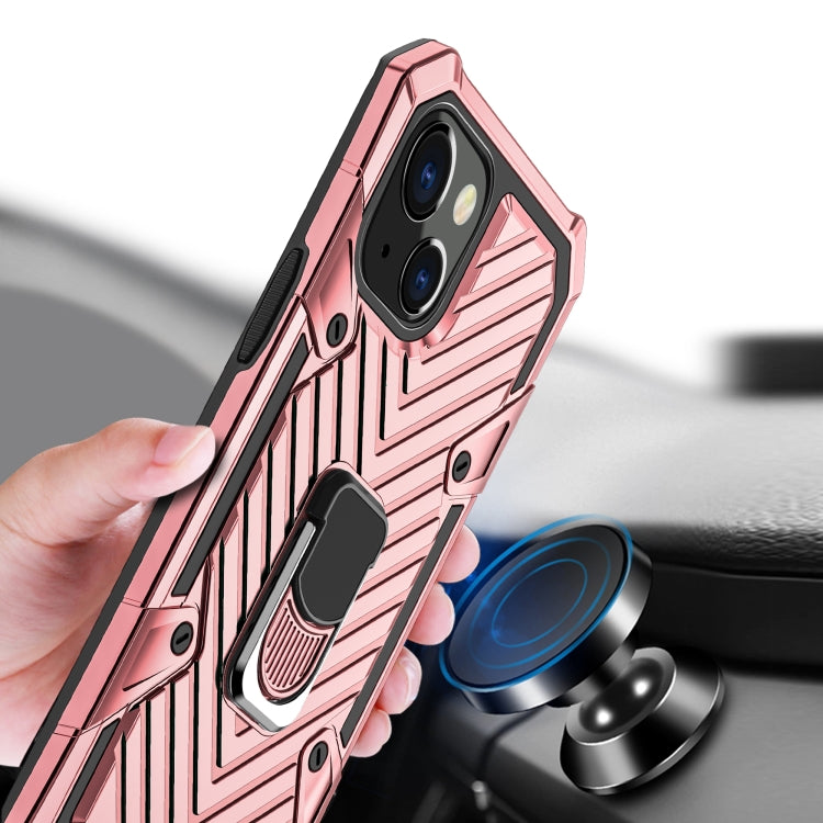 For iPhone 13 Cool Armor PC + TPU Shockproof Case with 360 Degree Rotation Ring Holder