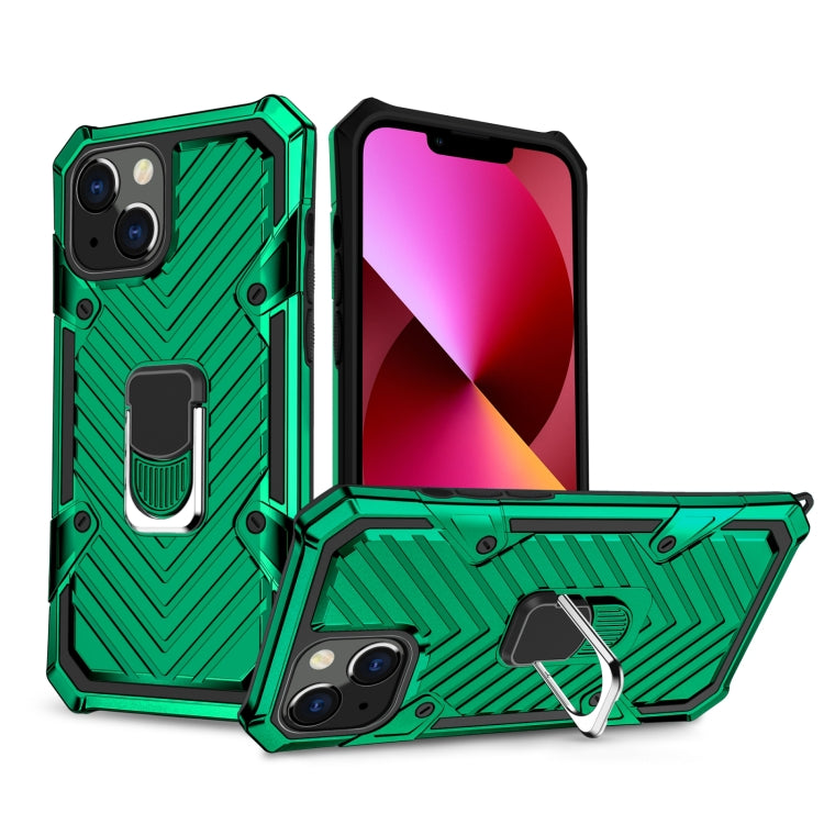 For iPhone 13 Cool Armor PC + TPU Shockproof Case with 360 Degree Rotation Ring Holder