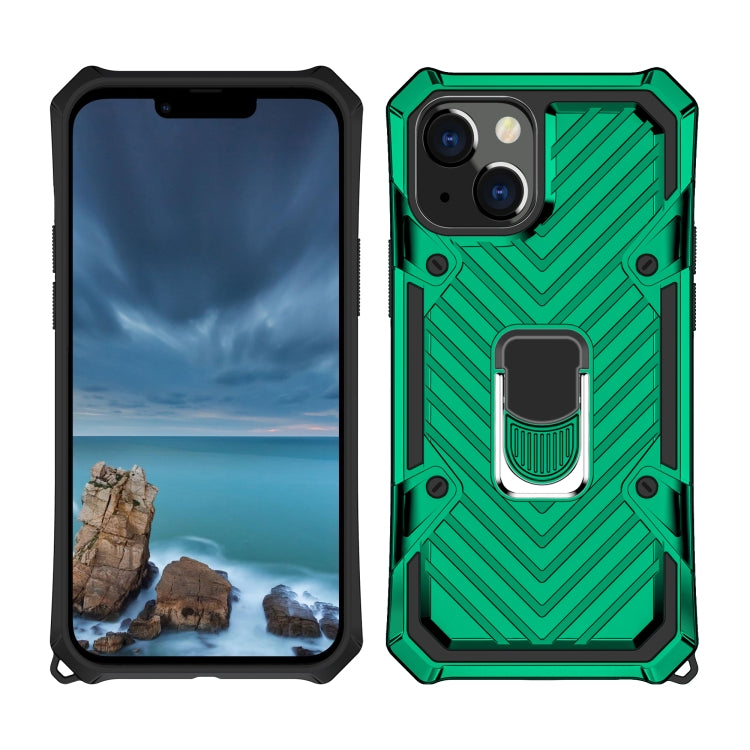 For iPhone 13 Cool Armor PC + TPU Shockproof Case with 360 Degree Rotation Ring Holder