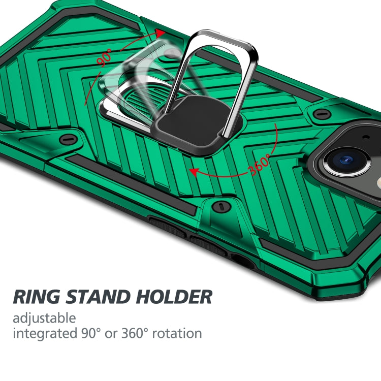 For iPhone 13 Cool Armor PC + TPU Shockproof Case with 360 Degree Rotation Ring Holder