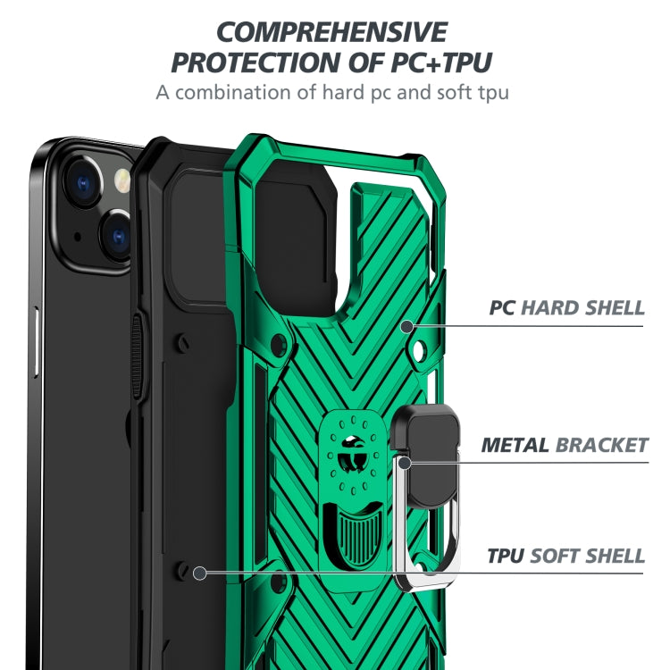 For iPhone 13 Cool Armor PC + TPU Shockproof Case with 360 Degree Rotation Ring Holder