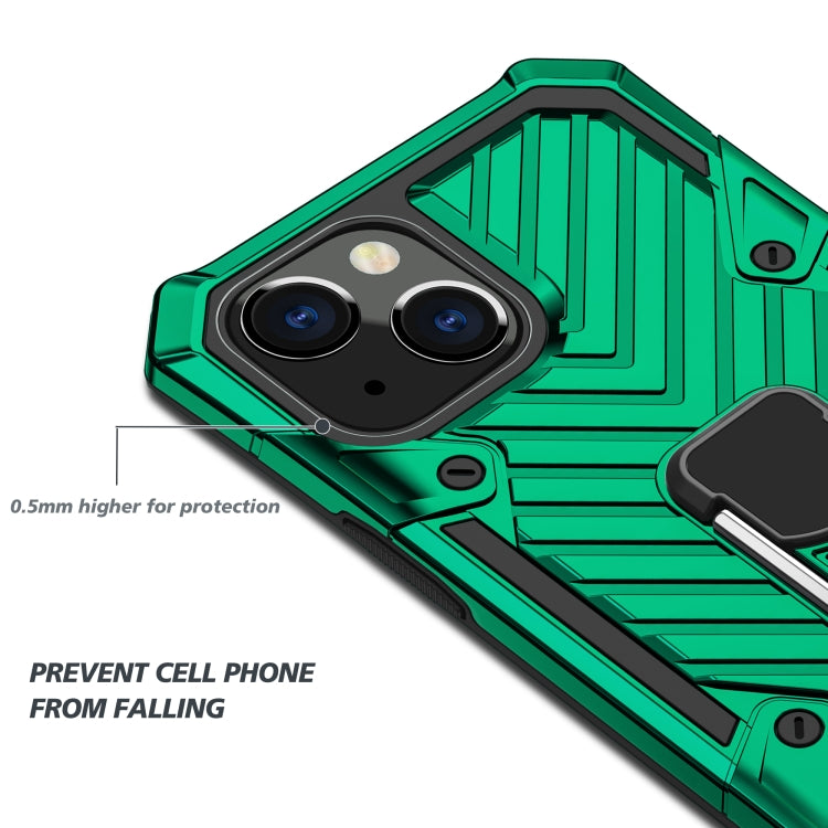 For iPhone 13 Cool Armor PC + TPU Shockproof Case with 360 Degree Rotation Ring Holder