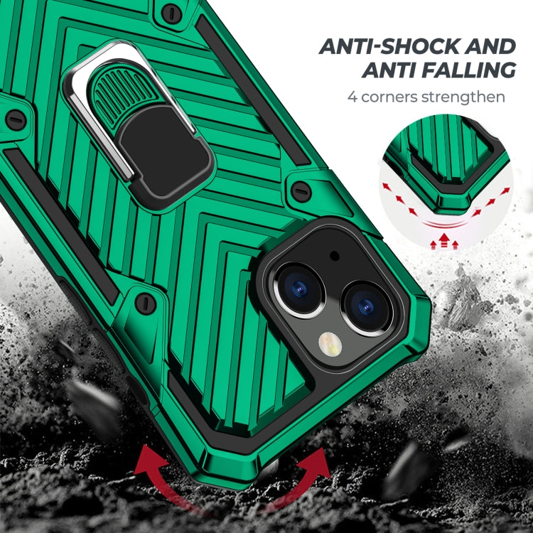 For iPhone 13 Cool Armor PC + TPU Shockproof Case with 360 Degree Rotation Ring Holder