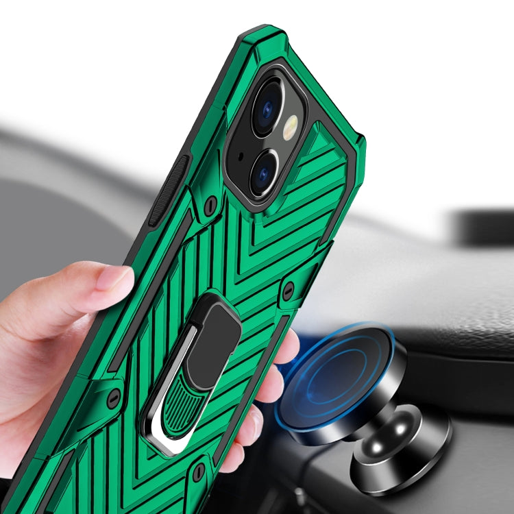 For iPhone 13 Cool Armor PC + TPU Shockproof Case with 360 Degree Rotation Ring Holder