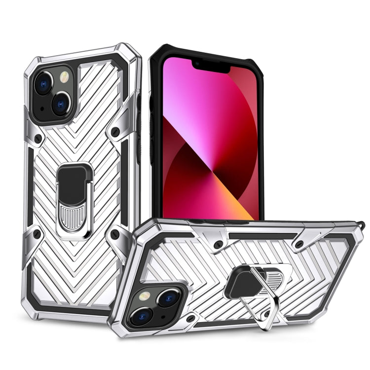 For iPhone 13 Cool Armor PC + TPU Shockproof Case with 360 Degree Rotation Ring Holder