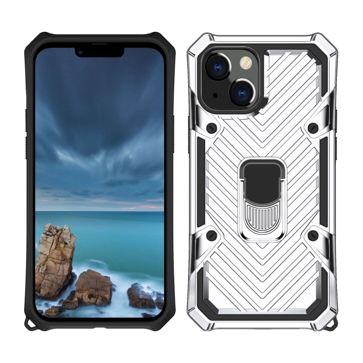 For iPhone 13 Cool Armor PC + TPU Shockproof Case with 360 Degree Rotation Ring Holder