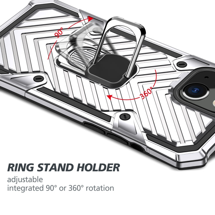 For iPhone 13 Cool Armor PC + TPU Shockproof Case with 360 Degree Rotation Ring Holder