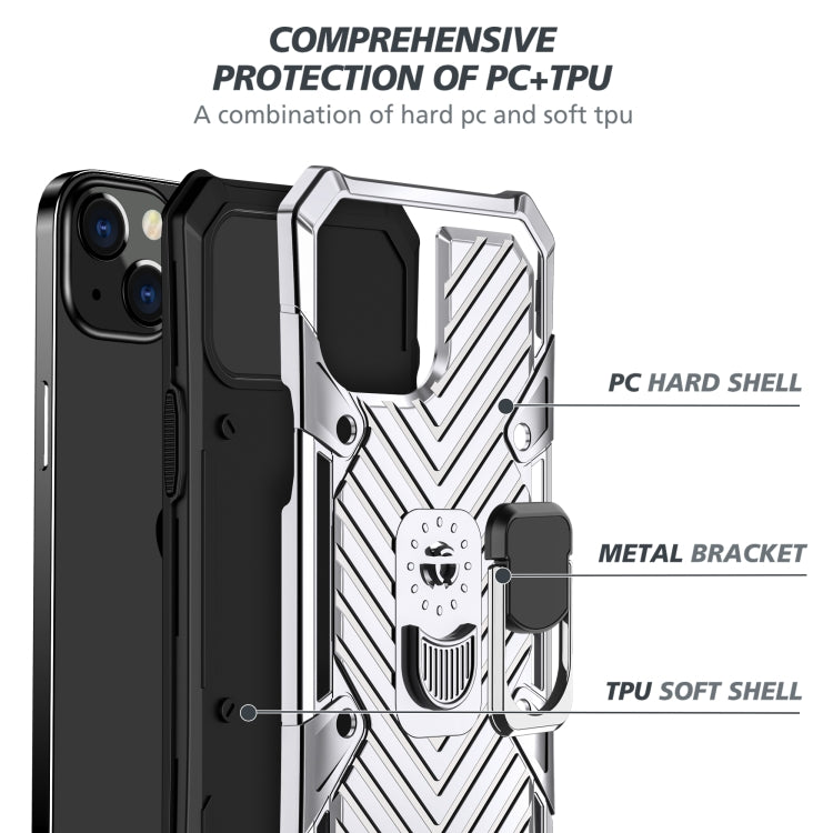 For iPhone 13 Cool Armor PC + TPU Shockproof Case with 360 Degree Rotation Ring Holder