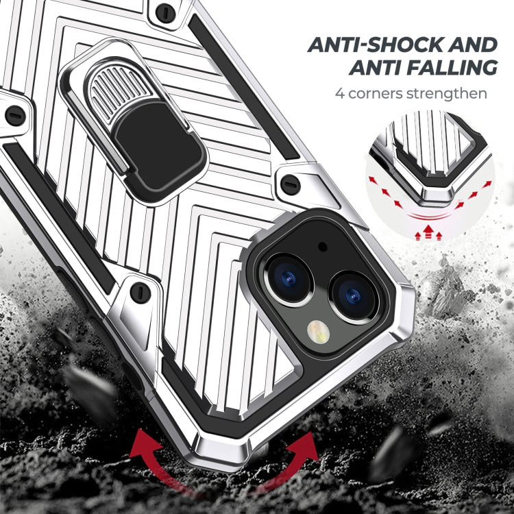 For iPhone 13 Cool Armor PC + TPU Shockproof Case with 360 Degree Rotation Ring Holder