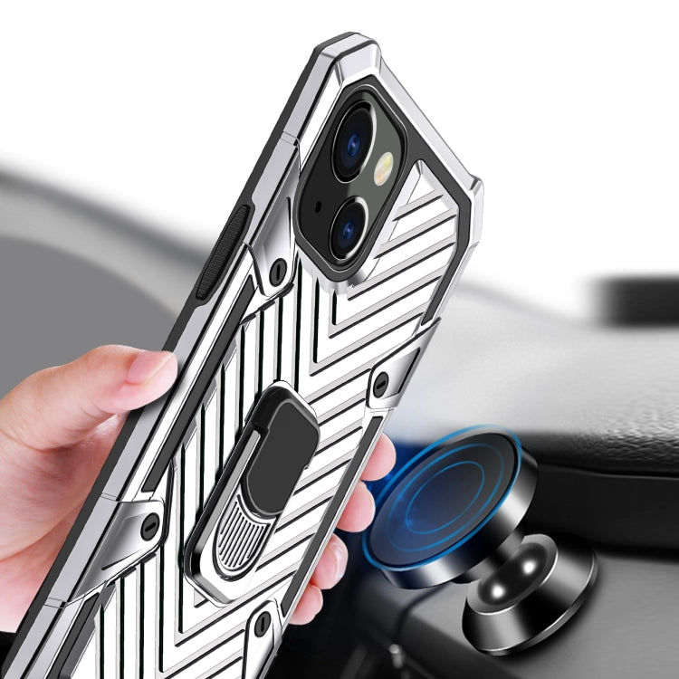 For iPhone 13 Cool Armor PC + TPU Shockproof Case with 360 Degree Rotation Ring Holder