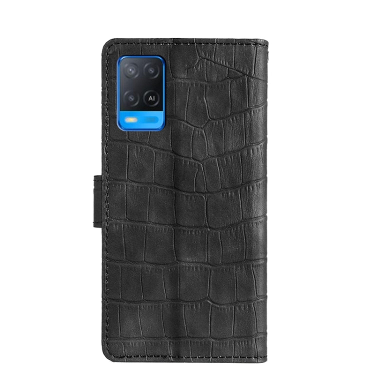 For OPPO A54 4G Skin Feel Crocodile Texture Magnetic Clasp Horizontal Flip PU Leather Case with Holder & Card Slots & Wallet