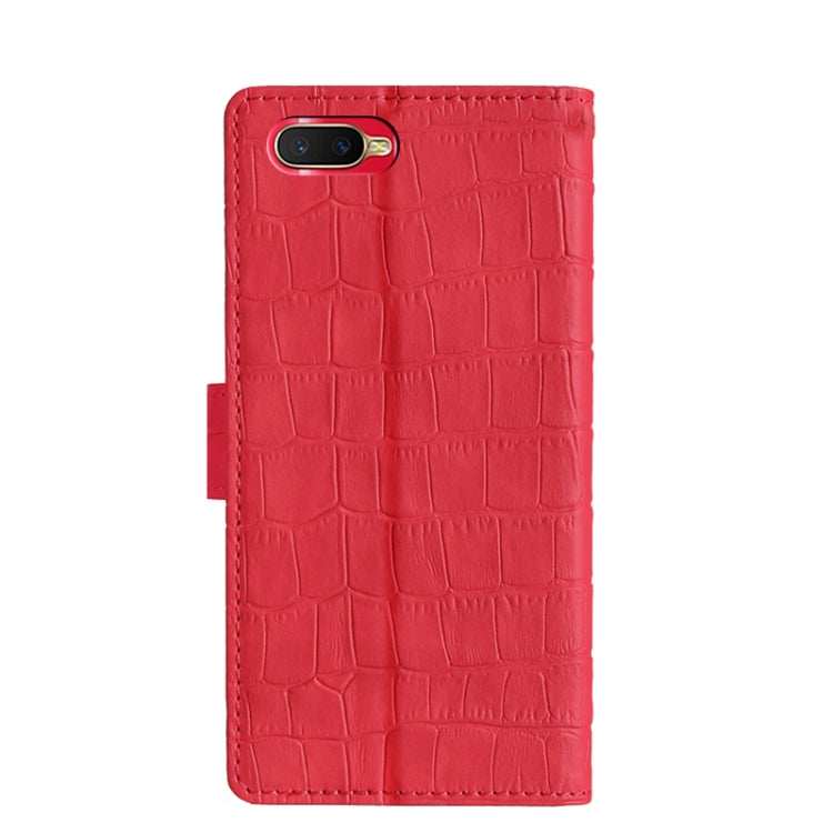 For OPPO K1 / Reno A Skin Feel Crocodile Texture Magnetic Clasp Horizontal Flip PU Leather Case with Holder & Card Slots & Wallet
