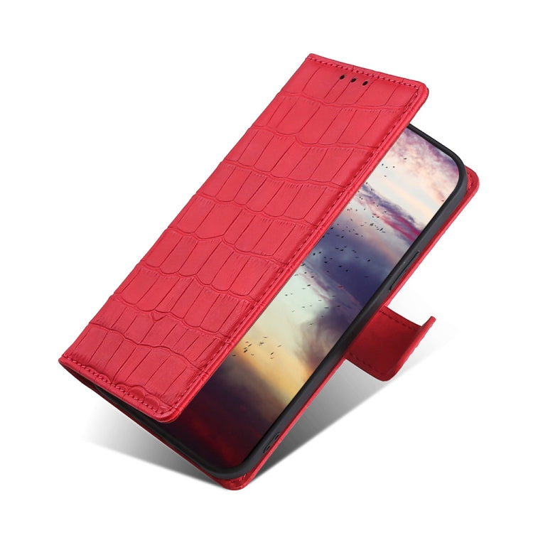 For OPPO R17 Skin Feel Crocodile Texture Magnetic Clasp Horizontal Flip PU Leather Case with Holder & Card Slots & Wallet