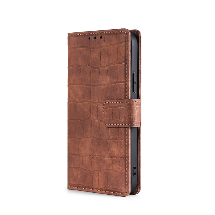 For OPPO R17 Skin Feel Crocodile Texture Magnetic Clasp Horizontal Flip PU Leather Case with Holder & Card Slots & Wallet