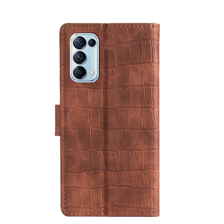 For OPPO Reno5 4G Skin Feel Crocodile Texture Magnetic Clasp Horizontal Flip PU Leather Case with Holder & Card Slots & Wallet