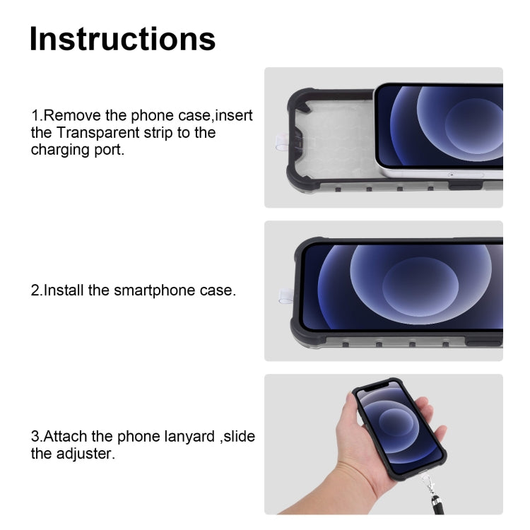 For iPhone 12 / 12 Pro Shockproof Honeycomb PC + TPU Case with Neck Lanyard