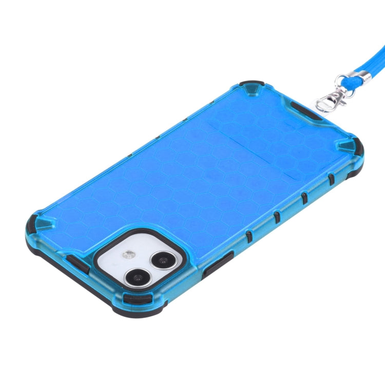 For iPhone 12 / 12 Pro Shockproof Honeycomb PC + TPU Case with Neck Lanyard