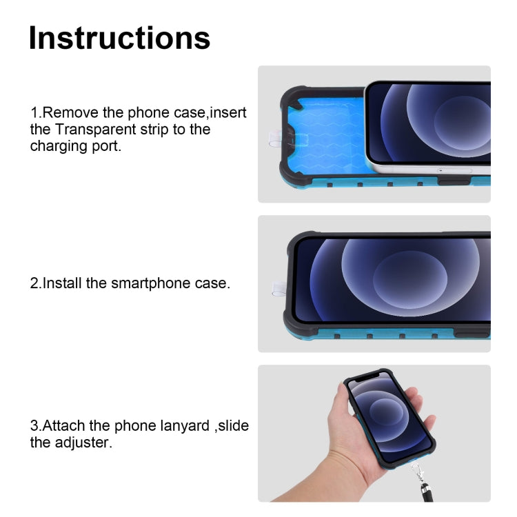 For iPhone 12 / 12 Pro Shockproof Honeycomb PC + TPU Case with Neck Lanyard