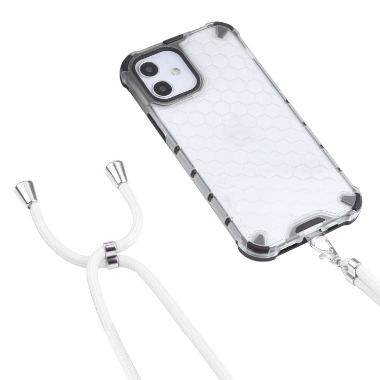 For iPhone 12 / 12 Pro Shockproof Honeycomb PC + TPU Case with Neck Lanyard