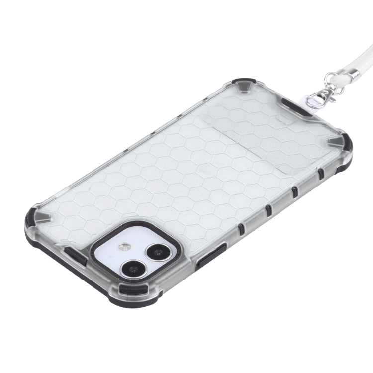 For iPhone 12 / 12 Pro Shockproof Honeycomb PC + TPU Case with Neck Lanyard
