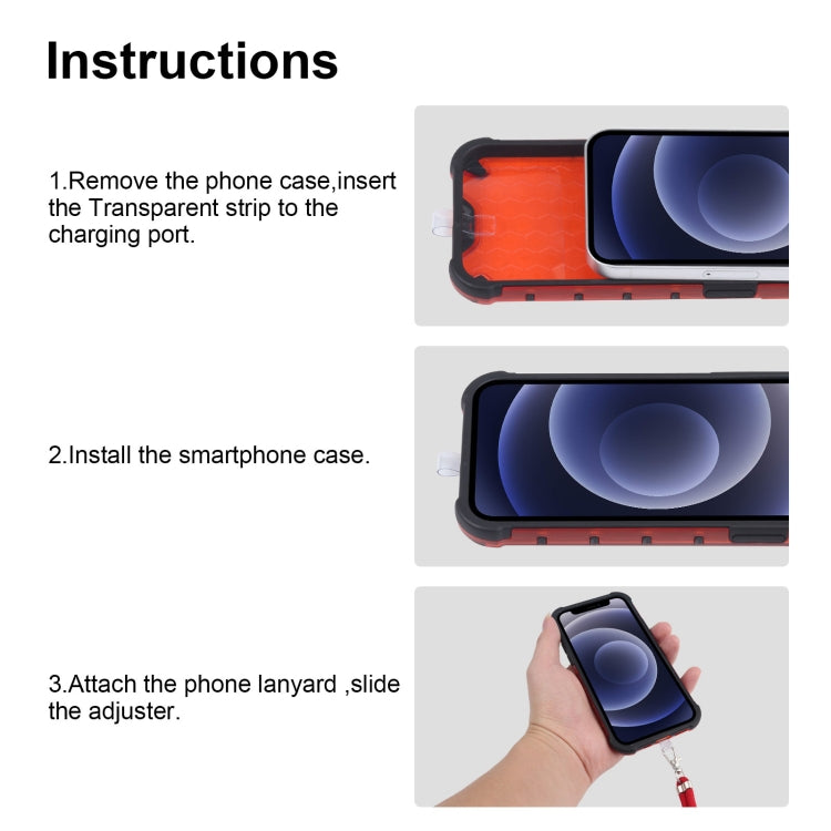 For iPhone 12 Pro Max Shockproof Honeycomb PC + TPU Case with Neck Lanyard