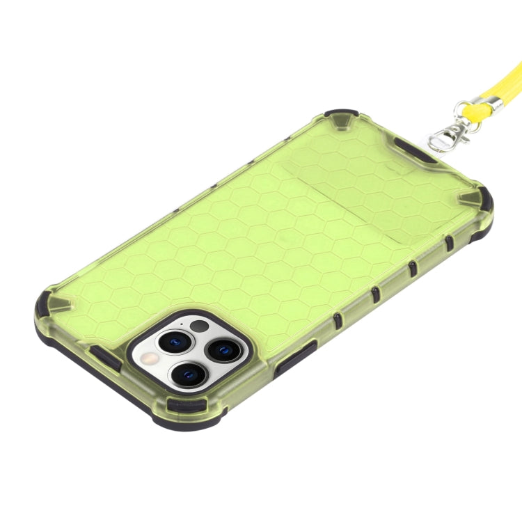 For iPhone 12 Pro Max Shockproof Honeycomb PC + TPU Case with Neck Lanyard