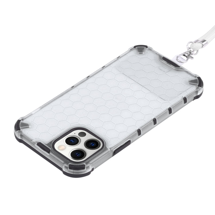 For iPhone 12 Pro Max Shockproof Honeycomb PC + TPU Case with Neck Lanyard