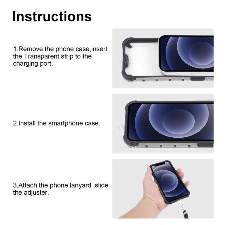 For iPhone 12 Pro Max Shockproof Honeycomb PC + TPU Case with Neck Lanyard