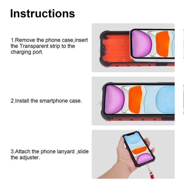 For iPhone 11 Shockproof Honeycomb PC + TPU Case with Neck Lanyard