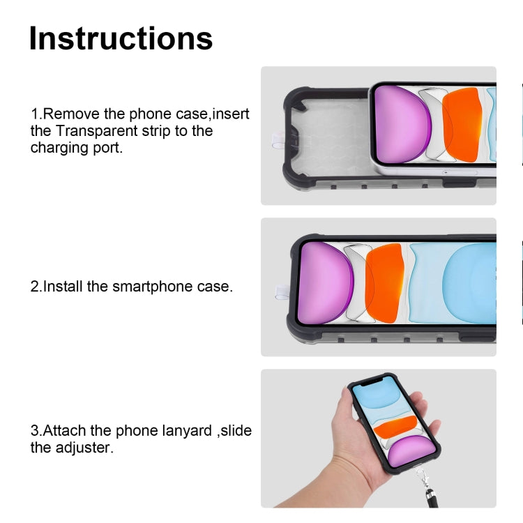 For iPhone 11 Shockproof Honeycomb PC + TPU Case with Neck Lanyard