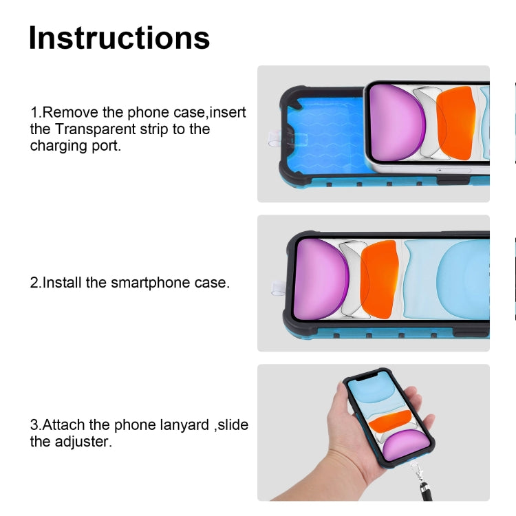 For iPhone 11 Shockproof Honeycomb PC + TPU Case with Neck Lanyard