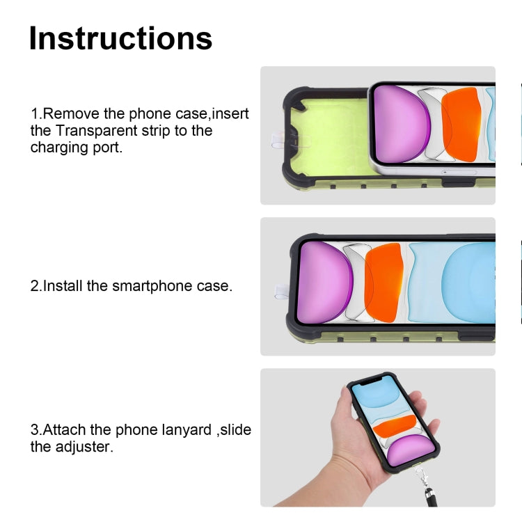 For iPhone 11 Shockproof Honeycomb PC + TPU Case with Neck Lanyard