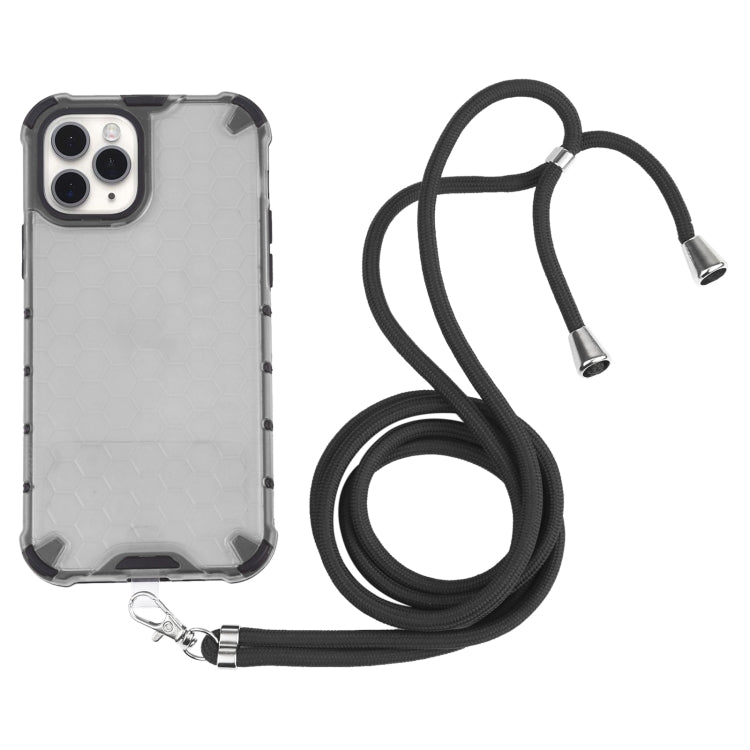 For iPhone 11 Pro Shockproof Honeycomb PC + TPU Case with Neck Lanyard