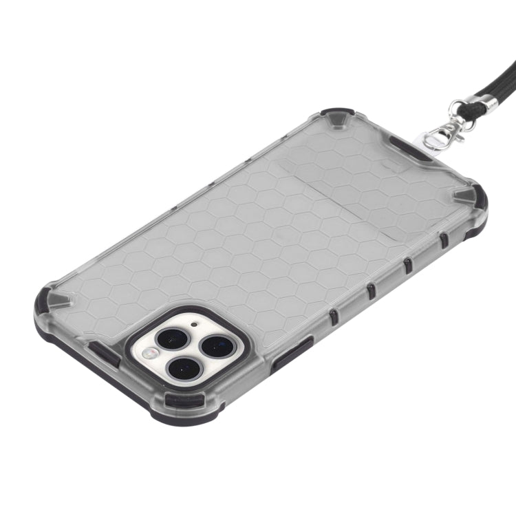 For iPhone 11 Pro Shockproof Honeycomb PC + TPU Case with Neck Lanyard