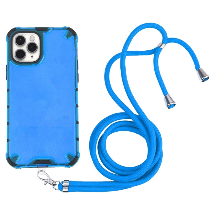For iPhone 11 Pro Shockproof Honeycomb PC + TPU Case with Neck Lanyard
